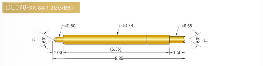078雙頭探針尺寸、BGA雙頭頂針、雙向可動探針、帶彈簧頂針、測試探針